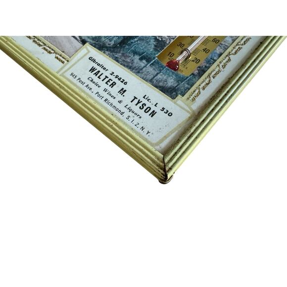 1940s 50s Vintage Advertising Thermometer Wine Liquors Port Richmond NY 4x5 - Picture 6 of 12